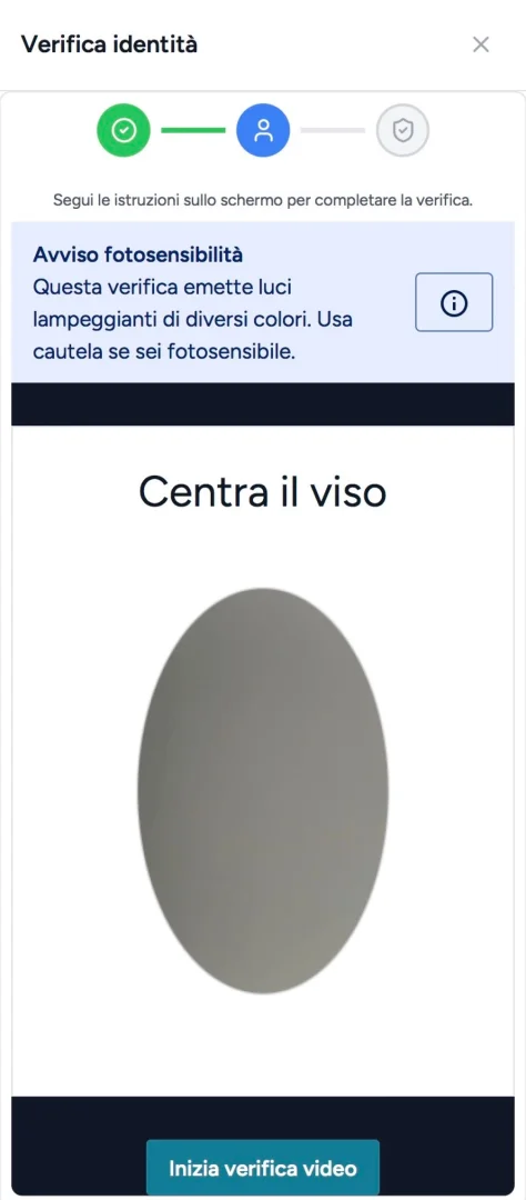 Esempio di vista ospite in fase di check-in online - selfie