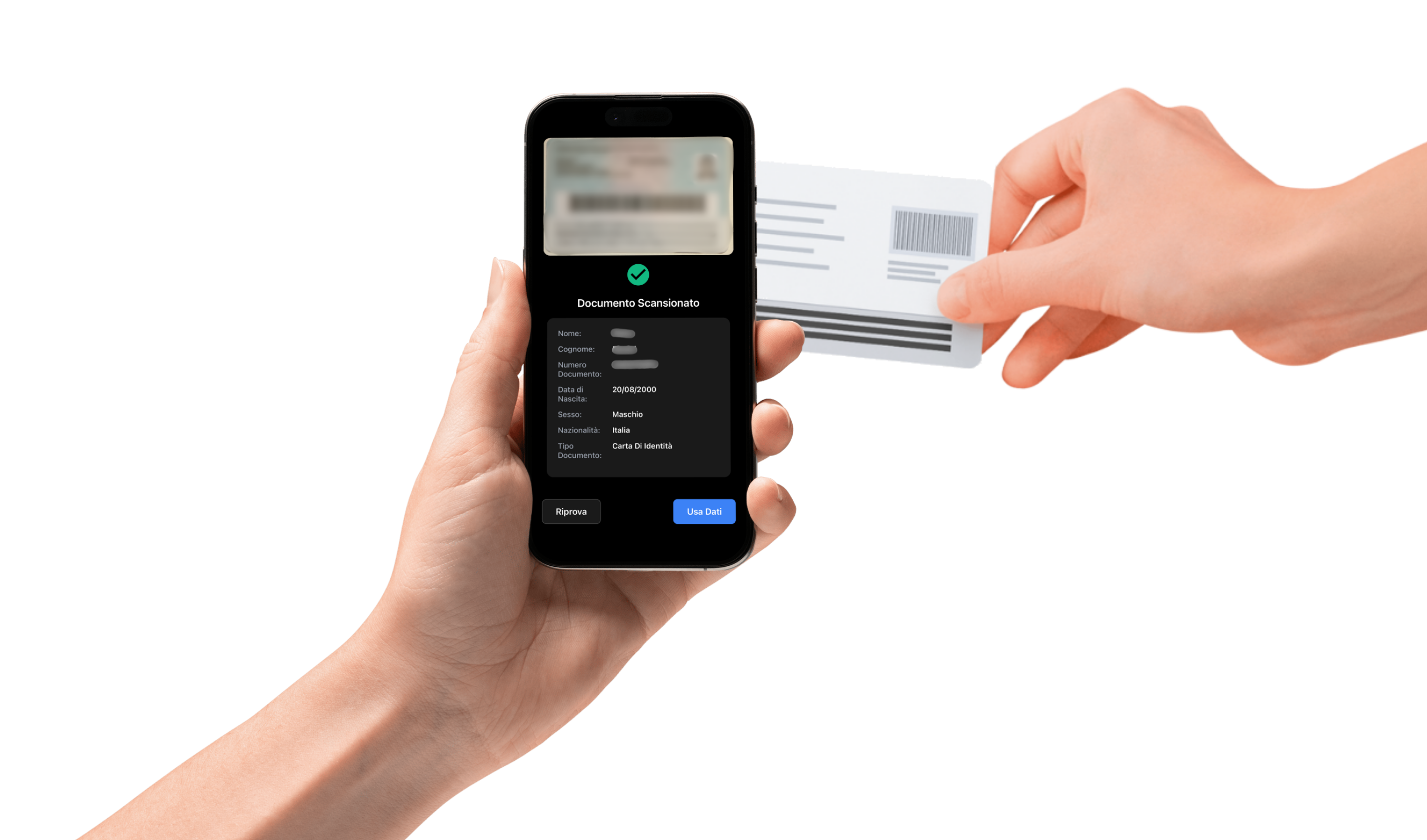 Scansione documento e check-in in presenza