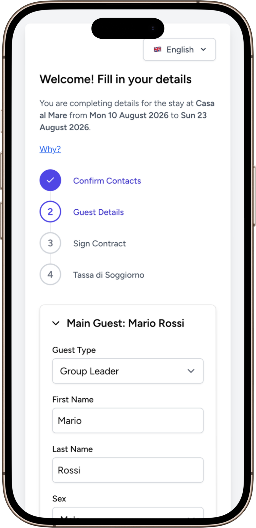 Form check-in English