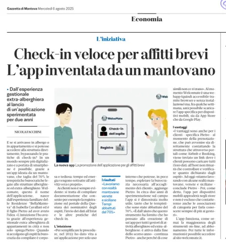 Anteprima: Check-in veloce per affitti brevi: l'app inventata da un mantovano