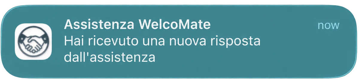 Notifica: nuova risposta dall'assistenza WelcoMate