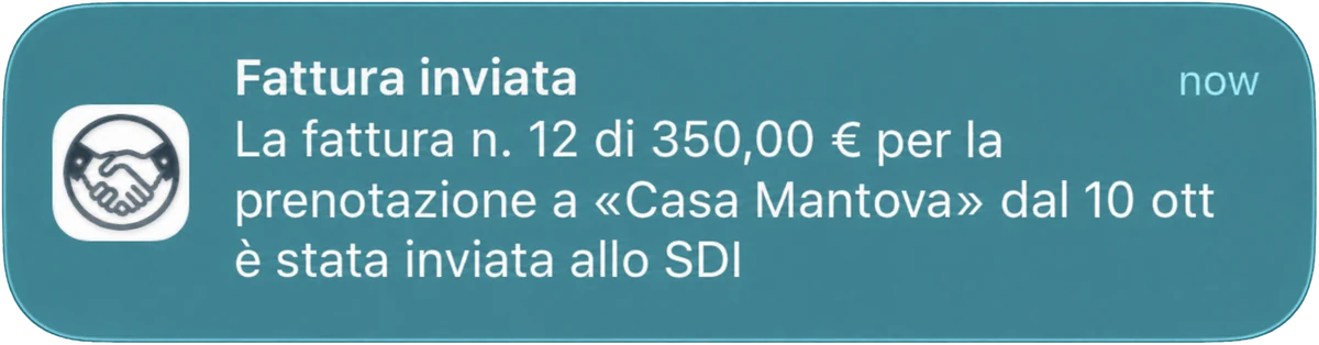 Notifica: fattura n. 12 di 350,00 € inviata allo SDI